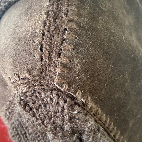 Vintage Suede patchwork knit belted boho jacket. Sz L - Picture 10 of 16